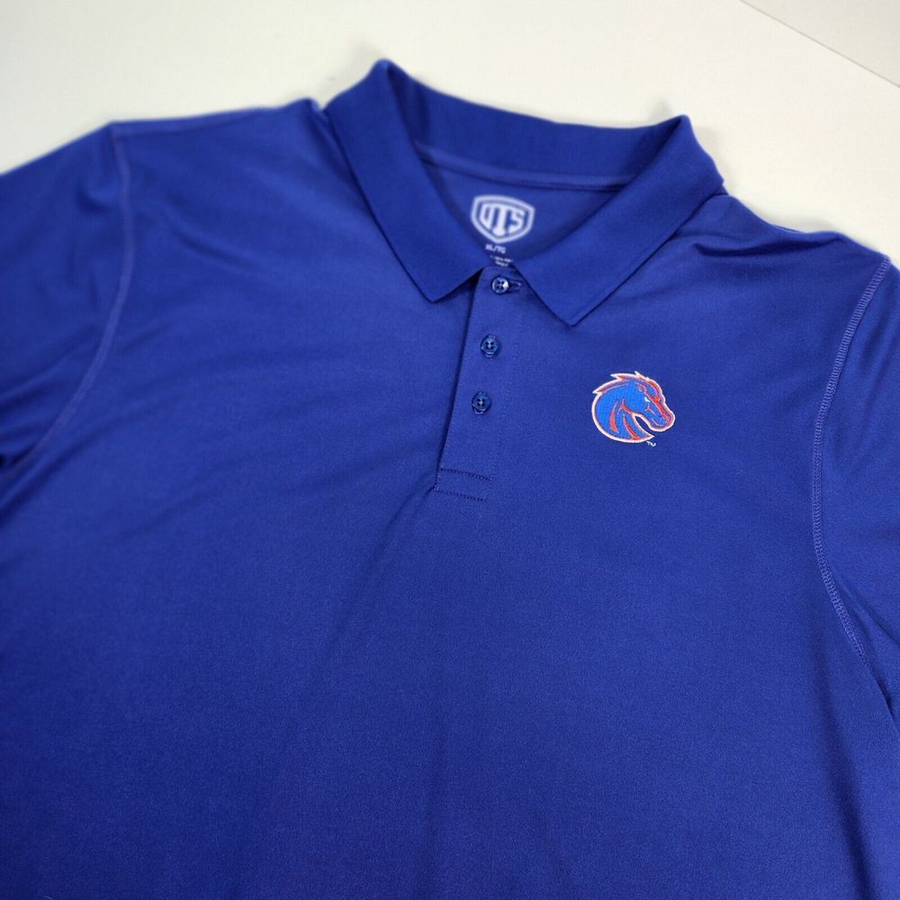 OTS Boise State University Broncos BSU Men's XL Blue Collared Polo Shirt‎